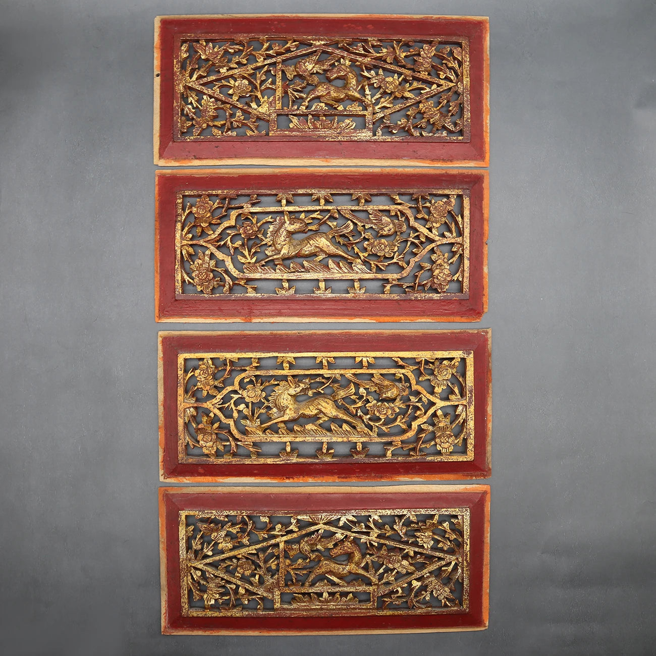 Old Wooden Carving Panels from Canopy bed, Wall Decoration