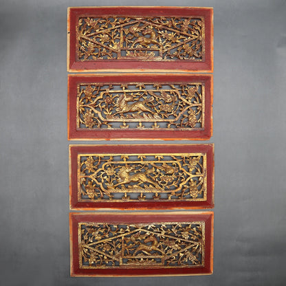 Old Wooden Carving Panels from Canopy bed, Wall Decoration