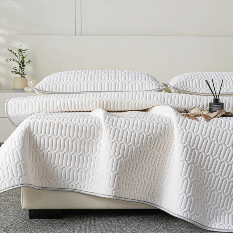 Soft Thicken Latex Filling Summer Bed Mat and Pillowcase 2/3pcs Bedding Set Smooth Cool Feeling Bed Sheet Cooling Mattress Cover