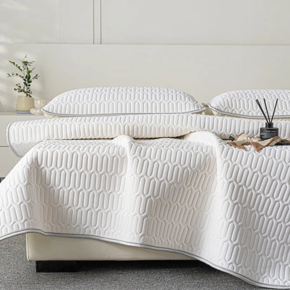 Soft Thicken Latex Filling Summer Bed Mat and Pillowcase 2/3pcs Bedding Set Smooth Cool Feeling Bed Sheet Cooling Mattress Cover