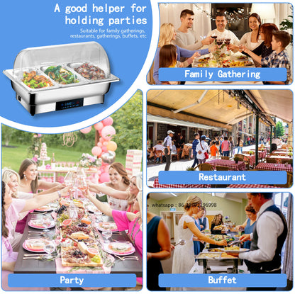 YITIAN 201 Stainless Steel PC Cover Buffet Set High Grade Food Warmer 9 Qt Electric Chafing Dish