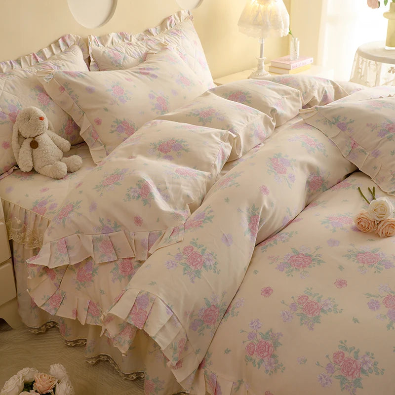 1pc Pure Cotton Duvet Cover Ruffles Quilt Cover Queen Size Comforter Cover Skin-friendly Bedding funda nordica (No Pillowcase)