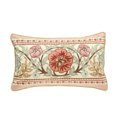 Home Decor Pillow Livingroom Sofa Nap Cushion Retro Velvet Pillowcase Bedside Cushion Cover Flower and Bird Printed Waist Pillow