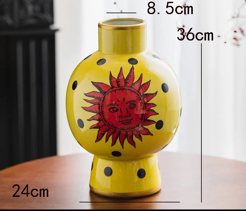 Leopard In The Jungle Porch Living Room Ceramic Art Vase Decoration Retro Flower Arrangement Sun God Medieval Ornaments