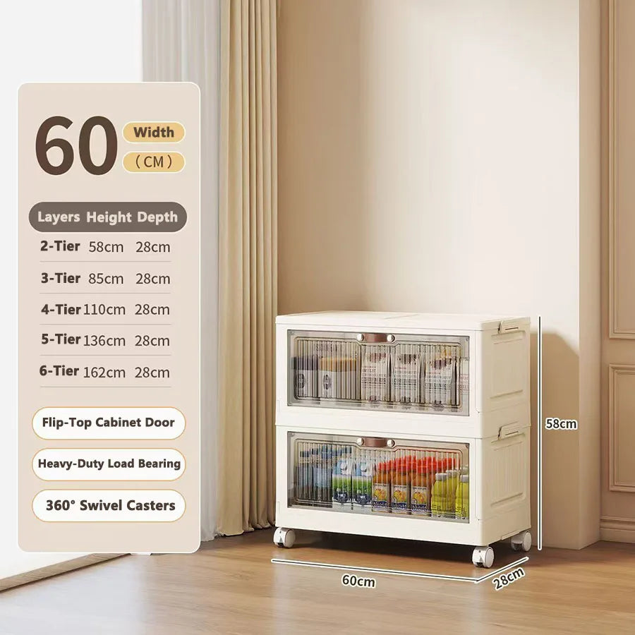 Transparent Foldable Storage Cabinet Large Capacity Refrigerator Storage Box Multi-Specification Multifunction Kitchen Organizer