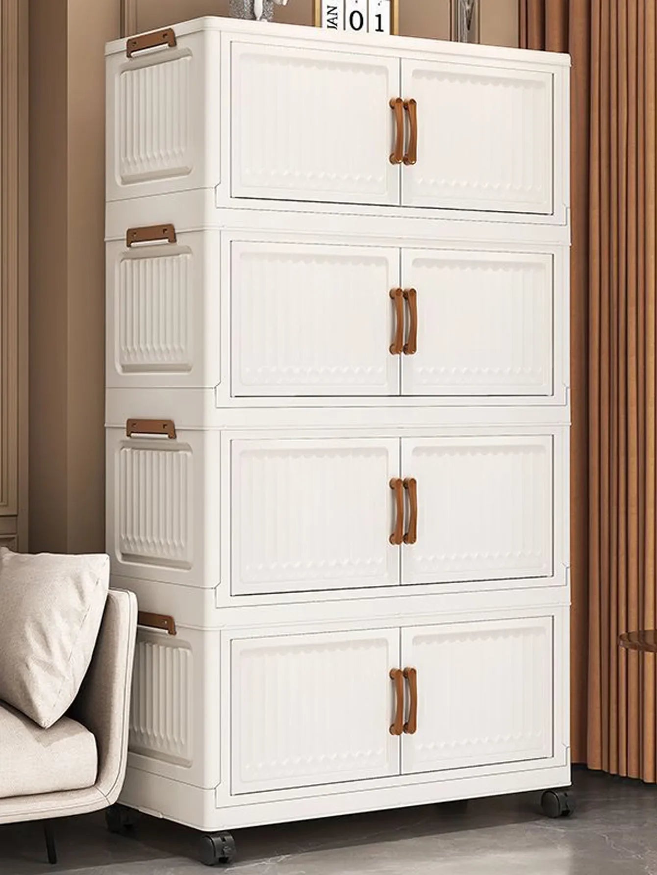 Folding Storage Cabinet Multi-Scene Storage Cabinet Wall-Mounted Kitchen Bathroom Bedroom Living Room Organizer