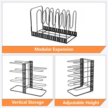 8-Tier Adjustable Pot Rack Organizer Rack Space-saving Cabinet Holder Durable Meta Adjustable Pots Pans lids Kitchen Tool