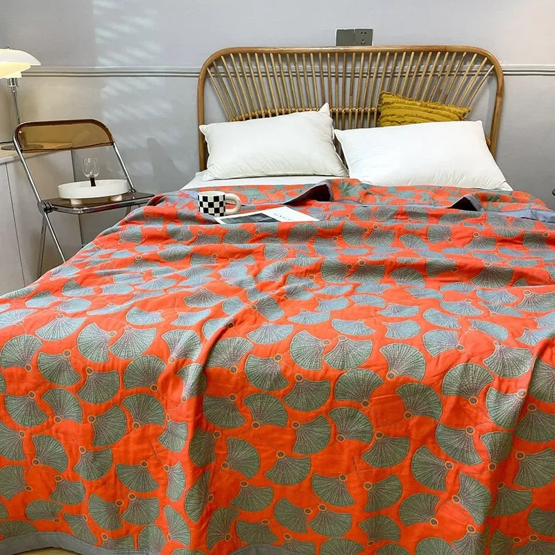 Luxurious Triple-layered 100% Cotton Gauze Blanket for Queen/King Bed, Multi-functional Usage As Summer Quilt or Bedspread
