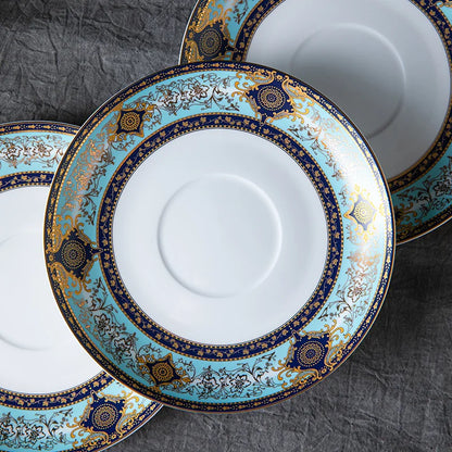 1pcs  Ceramic Steak Plate Household Round Western Flat Plate European High-quality Tableware Underglaze Color Craftsmanship