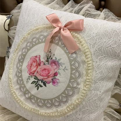 Decorative Cushions for Living Room Retro Printed Pillow Cover Home Flower Lace Single French Classical Pastoral Pillow Case
