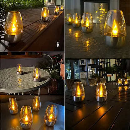 Solar Powered LED Candles 6 Pieces Rechargeable Flameless Night Lights For Garden Outdoor Wedding Party Decor Atmosphere Lamps