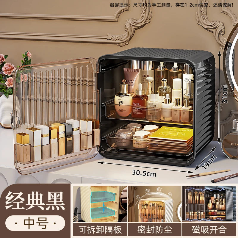 Cosmetic storage box desktop dustproof light luxury storage large capacity multi-layer skin care product storage rack