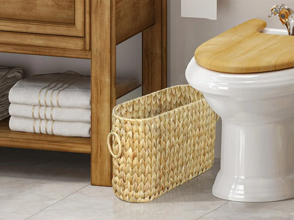 Toilet Paper Storage,Water Hyacinth Toilet Paper Baskets Bathroom Organizer,Large Toilet Paper Holder for up to 9 Mega Rolls,Bat