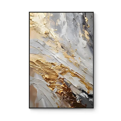 100% Hand Painted，Gold, Grey, Beige, Black ,Textured Painting, Acrylic Abstract Oil Painting, Wall Decor Living Room, Office Wal