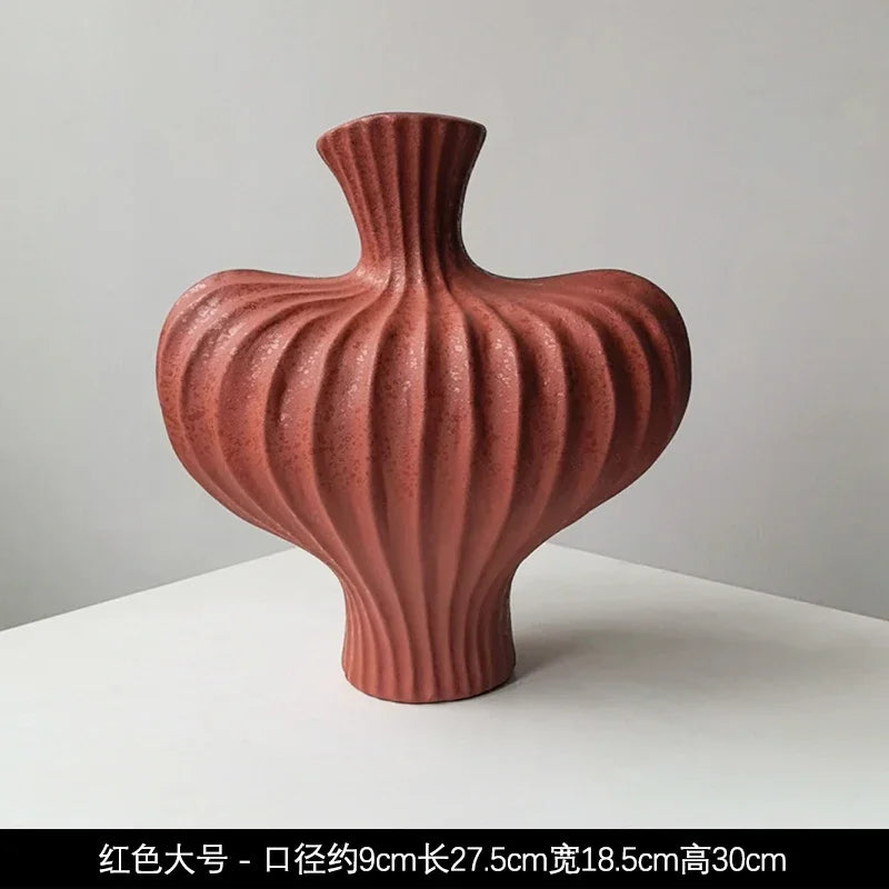 Livetai Wabi-Sabi Handmade Ceramic Vase, Organic Artistic Flower Pot for Living Room, Study & TV Console, Modern Boho Decor