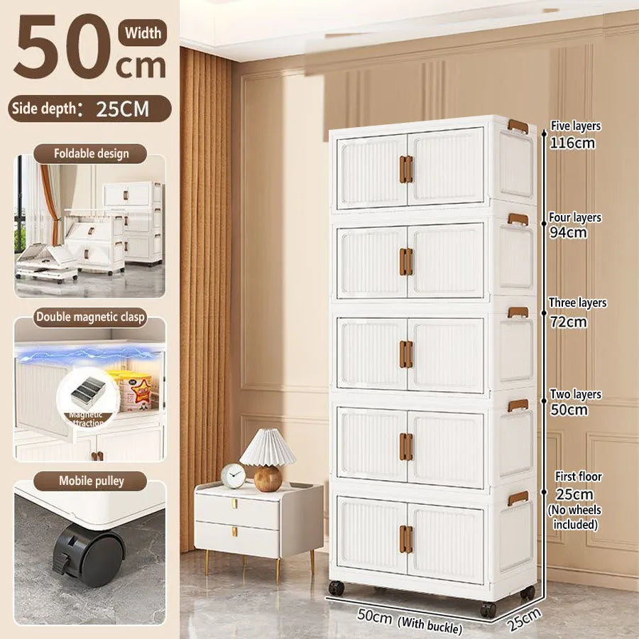 Folding Storage Cabinet Multi-Scene Storage Cabinet Wall-Mounted Kitchen Bathroom Bedroom Living Room Organizer