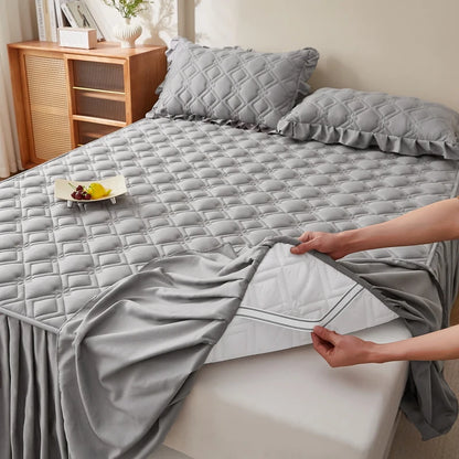 MissDeer 1pc Bed Skirt Thick Bedspread Solid Color Bed Cover Skin-friendly Bed Linen Home Bedsheet falda de cama (No Pillowcase)