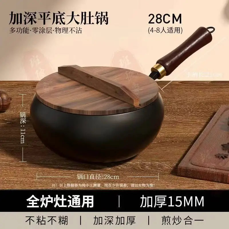 Big belly pot, handmade forging, small frying pan, mini small iron pot, uncoated, non stick, household cooking iron pot