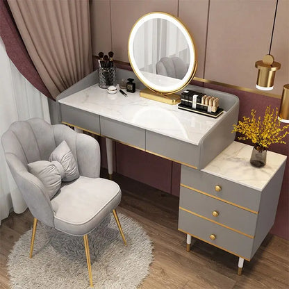 Modern Simple Bedroom Dressing Table Ins Style Storage Dressing Table Integrated Light Luxury Dressing Table Makeup Cabinet