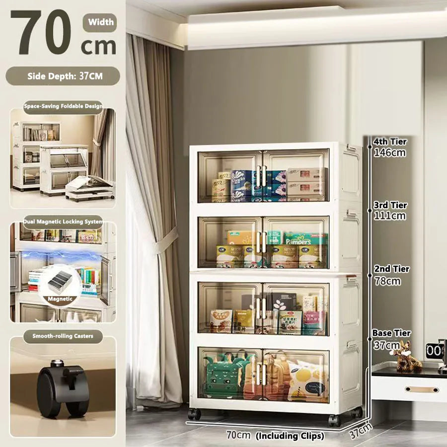 Multi-specification Large Capacity Storage Cabinet with Open Door Multifunction Foldable Closet Organizer Sundries Cabinet