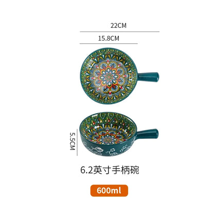 Ceramic Tableware Set Rice Bowl Serving Plate Creative Cutlery Soup Plate Noodle Handle Bowl Sauce Dish Steak Salad Fruit Plate