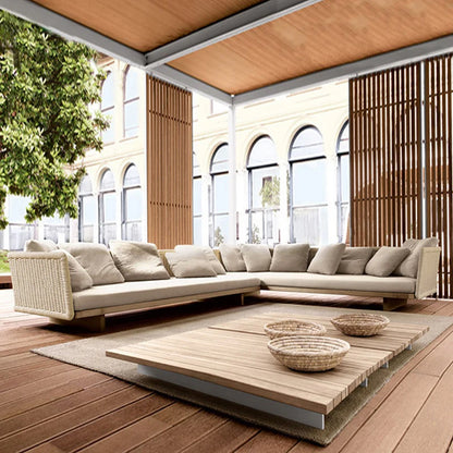 Nordic Wood Garden Furniture Sets Corner Relaxing Modern Luxury Garden Table Center Lounge Camping Designer Mesa Home Furniture