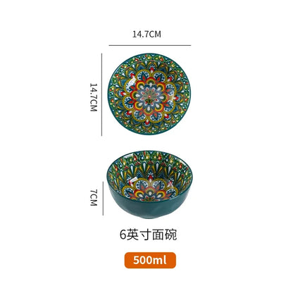 Ceramic Tableware Set Rice Bowl Serving Plate Creative Cutlery Soup Plate Noodle Handle Bowl Sauce Dish Steak Salad Fruit Plate