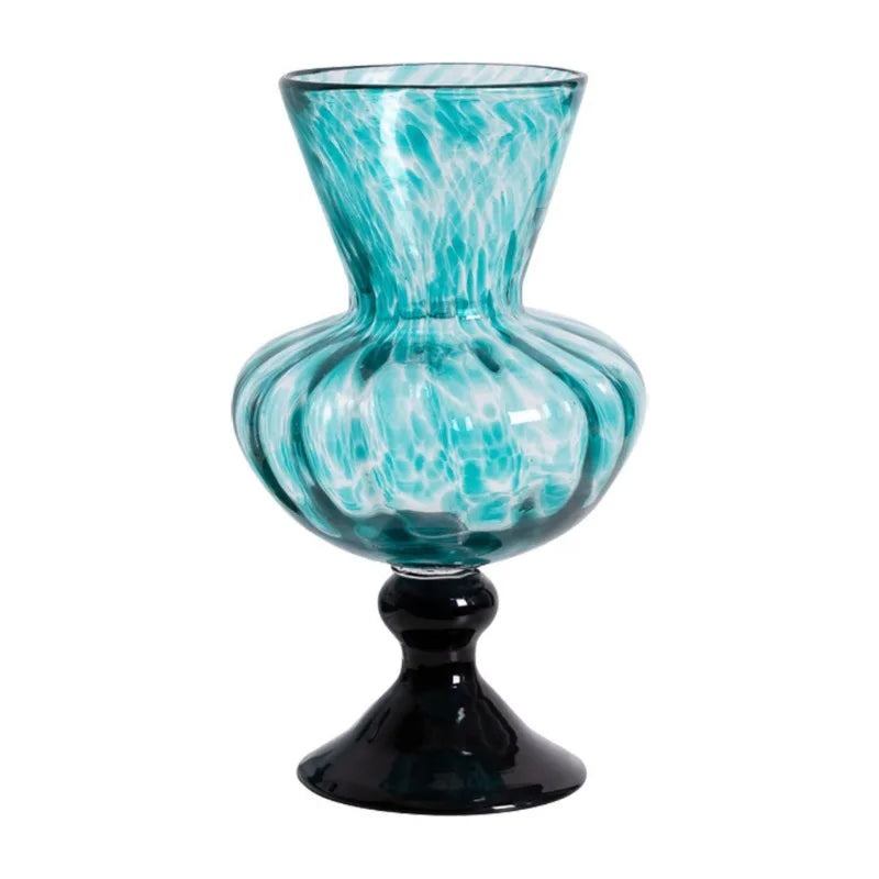 Retro Chinese Tall Glass Vase Creative Art Wind Lamp Vases Dried Flower Arrangement Device Decoration Salon Maison Luxe Jarrones