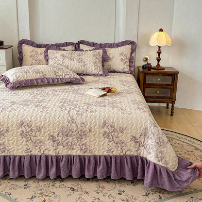 1pc Quilted Bedspread with Ruffles Thickened Flower Printed Bed Cover Queen/King Size Bedspreads colchas y coverlets 침대 패드