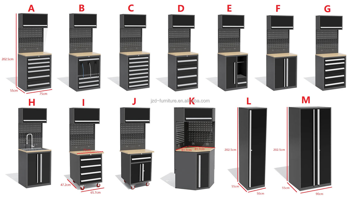 Sturdy Metal Tool Storage Cabinets: Drawer + Single/Double Door Units For Organizing Mechanic Tools In Workshops/Garages