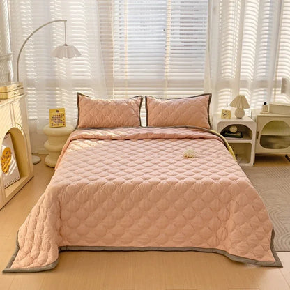 Quilted Bedspread Plaid Style Bed Linen Thickened Bedsheet Home Blanket Skin-friendly Bed Cover (Pillowcase Need Order)