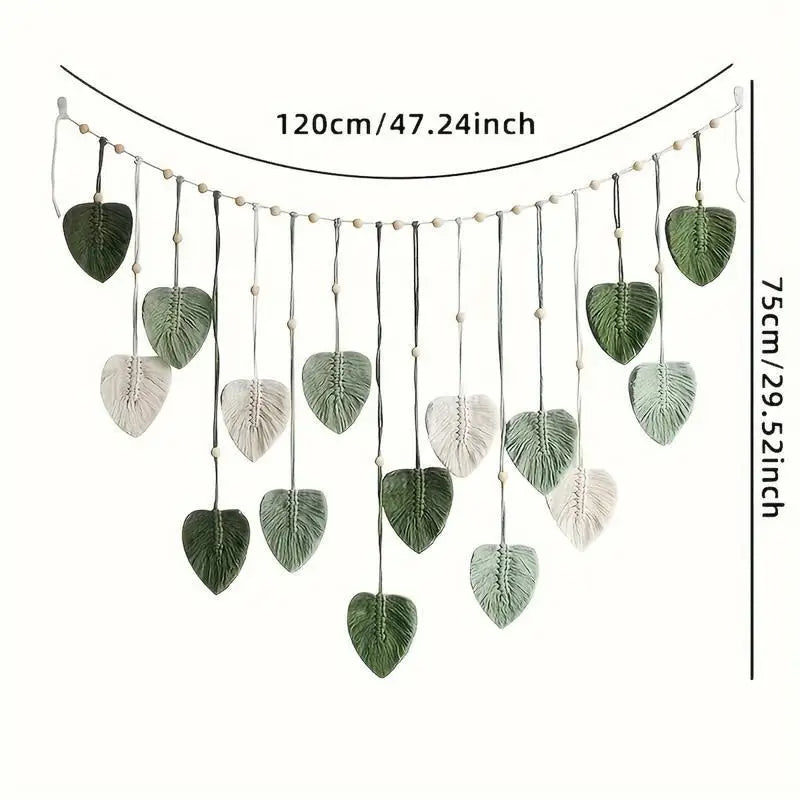 Bohemian Style Woven Leaf Wall Hanging, Bohemian Country Style Perfect for Decorating Bedrooms, Kitchens, Dining Rooms and Bathrooms, a Great Gift for Mom, Decorative Natural Hanging Ornament.