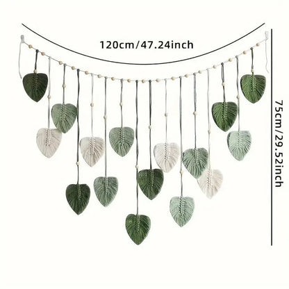 Bohemian Style Woven Leaf Wall Hanging, Bohemian Country Style Perfect for Decorating Bedrooms, Kitchens, Dining Rooms and Bathrooms, a Great Gift for Mom, Decorative Natural Hanging Ornament.