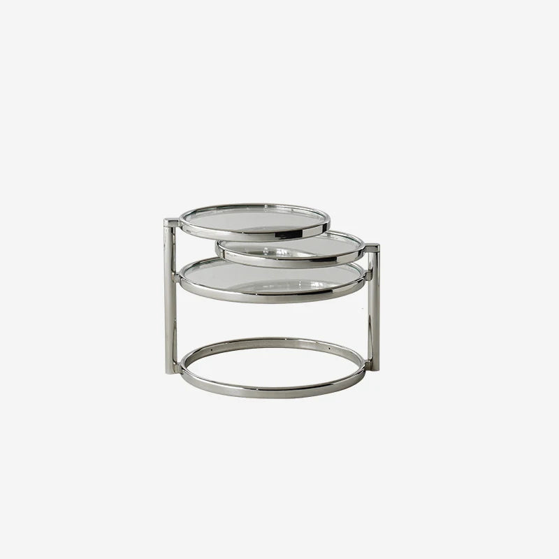 Minimalist Style Stainless Steel Furniture Round Side Table Creative Design Artistic Decoration Rotating Coffee Table 56x56x43cm