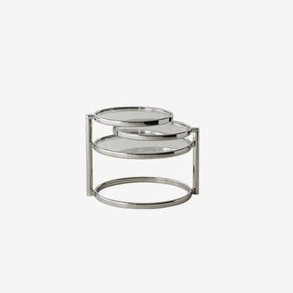 Minimalist Style Stainless Steel Furniture Round Side Table Creative Design Artistic Decoration Rotating Coffee Table 56x56x43cm