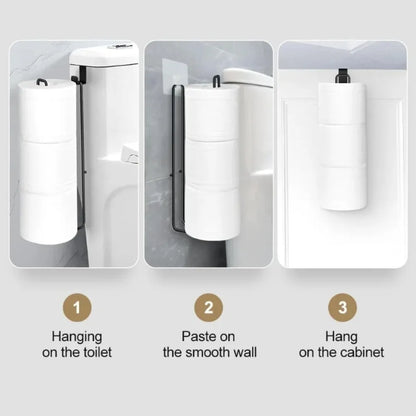 Bathroom Toilet Paper Holder with Storage Extra 3 Rolls, Over The Tank Toilet Paper Holder Wall Mount, Small Restroom Organizer