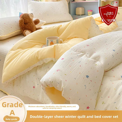 A-Class Double-Layer Thiened Warmth Blanket Core for Renting Houses Spring Autumn Winter Use Home Bedroom Dormi Four-Pi...