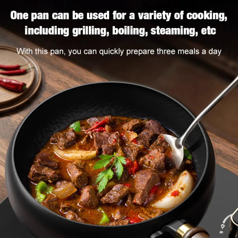 Big Belly Pot Uncoated  Hand-Made Iron Pot Household Cooking Pot Non-Stick Pot Kitchen Gas Stove Induction Cooker Universal