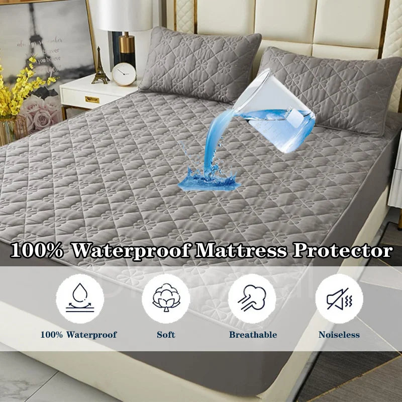 Waterproof Mattress Protector Embossed Bed Mattress Cover Soft Breathable Fitted Mattress Pad Cover 120/140/160/200x200 Washable