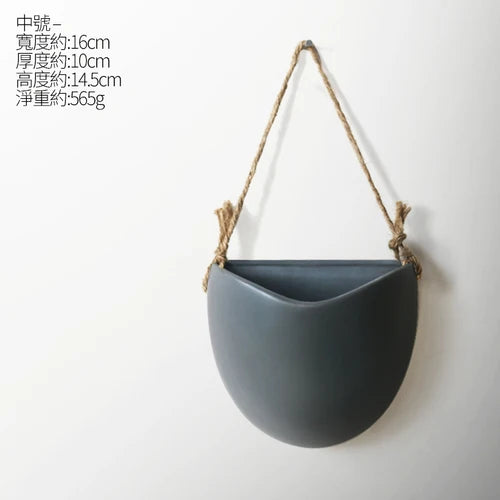 Nordic ceramic flower pendant decoration creative wall hanging hydroponic simple hanging basket hanging wall flower pot