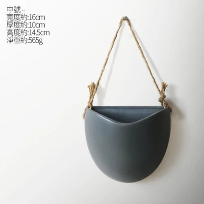 Nordic ceramic flower pendant decoration creative wall hanging hydroponic simple hanging basket hanging wall flower pot