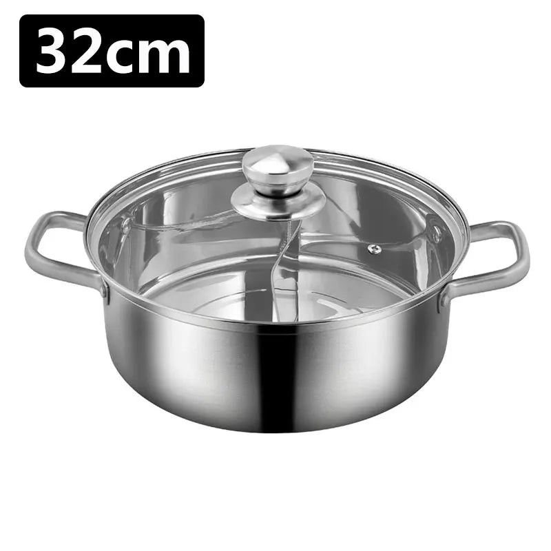Chinese Hot Pot 304 Stainless Steel Induction Cooker Gas Stove Compatibl Kitchen Cookware Soup Cooking Pot Twin Divided