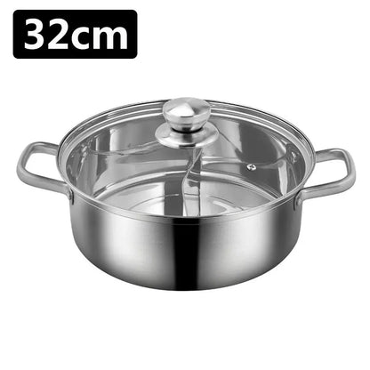 Chinese Hot Pot 304 Stainless Steel Induction Cooker Gas Stove Compatibl Kitchen Cookware Soup Cooking Pot Twin Divided
