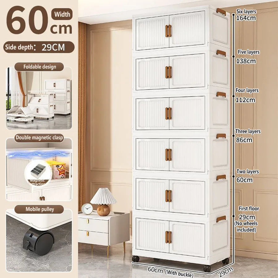 Folding Storage Cabinet Multi-Scene Storage Cabinet Wall-Mounted Kitchen Bathroom Bedroom Living Room Organizer