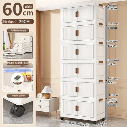 Folding Storage Cabinet Multi-Scene Storage Cabinet Wall-Mounted Kitchen Bathroom Bedroom Living Room Organizer