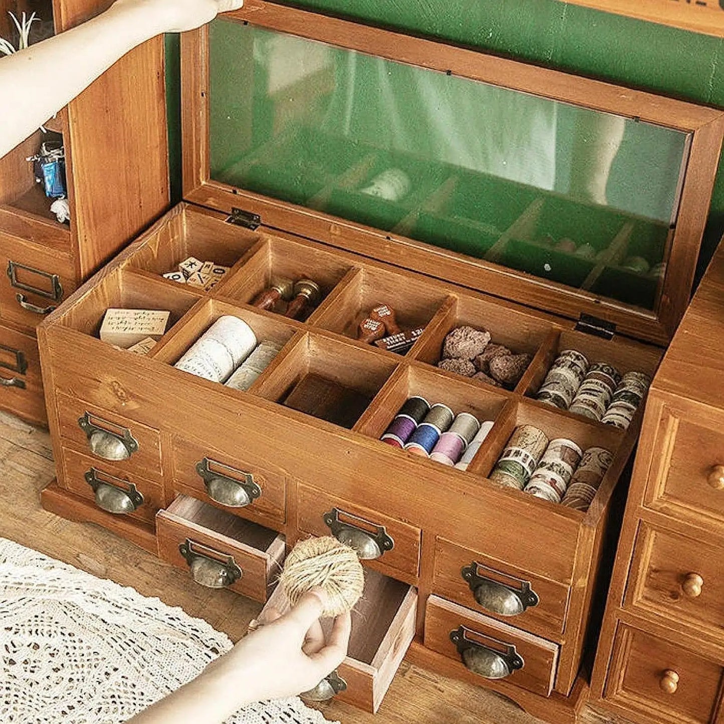 Desktop Craft Storage Drawer Box Wood Storage Box Multipurpose Storage Container