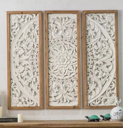 Home Decor Antique White Wooden Paneling Decorative Carved Home Wall Decor Wall Finishes