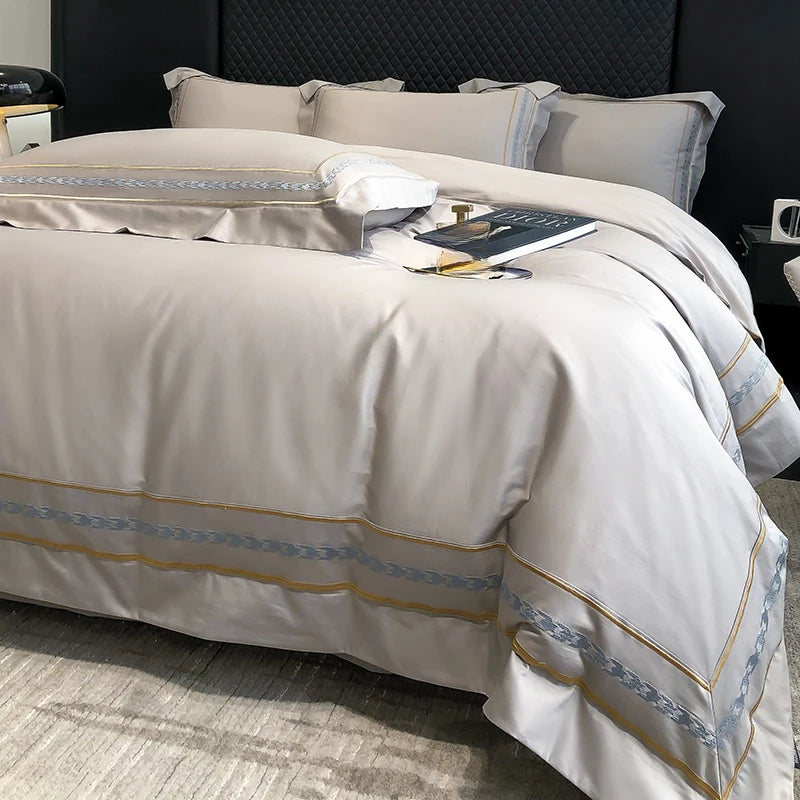 200s Long-Staple Cotton Four-Piece Set Pure Cotton 100% Cotton Bed Sheet Quilt Cover European-Style Luxury High-End Household
