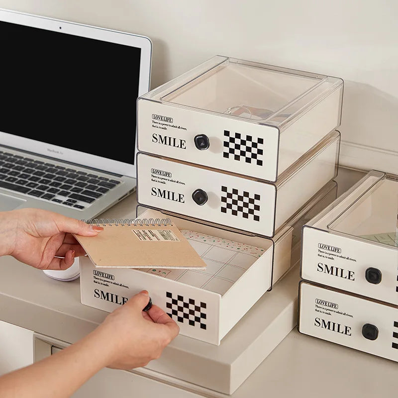 Desktop Drawer Type Storage Box, Hand Account, Stationery Shelf, Pen Holder on Desk, Small Box, PET Material Storage.