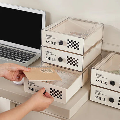 Desktop Drawer Type Storage Box, Hand Account, Stationery Shelf, Pen Holder on Desk, Small Box, PET Material Storage.